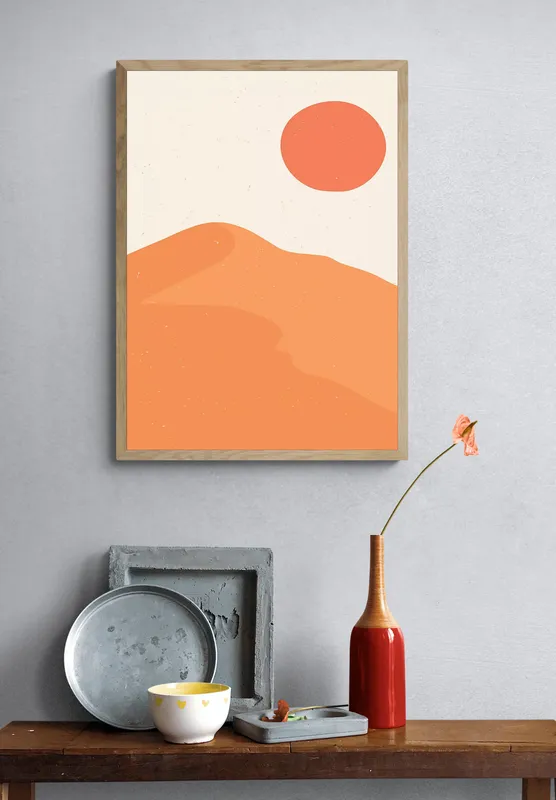 Постер «Природа - Вечер на вершине горы» на стене в офисе