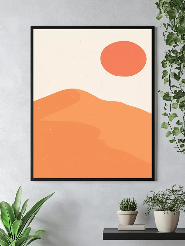 Постер «Природа - Вечер на вершине горы» над диваном в гостиной