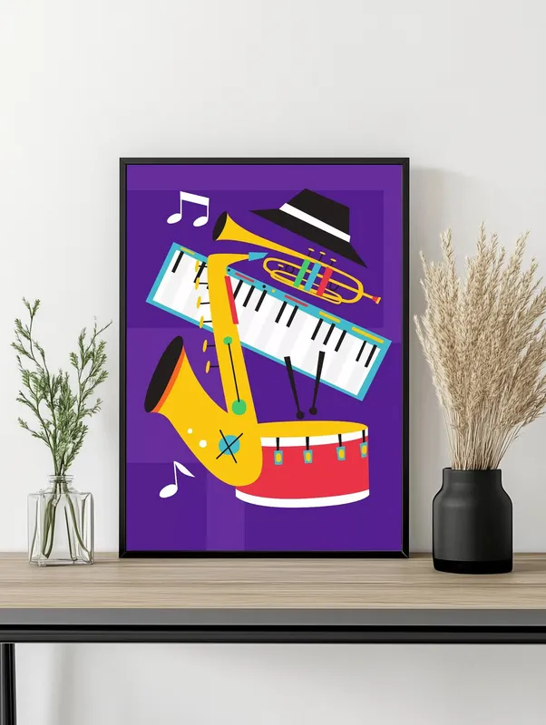 Постер «Музыка - Джазовый оркестр» на стене в офисе
