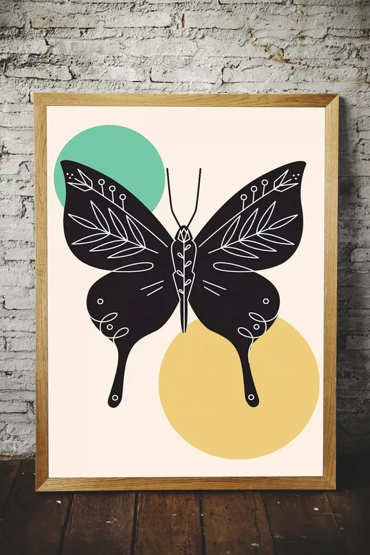 Постер «Скандинавский стиль - Бабочка с росписью» на стене в офисе