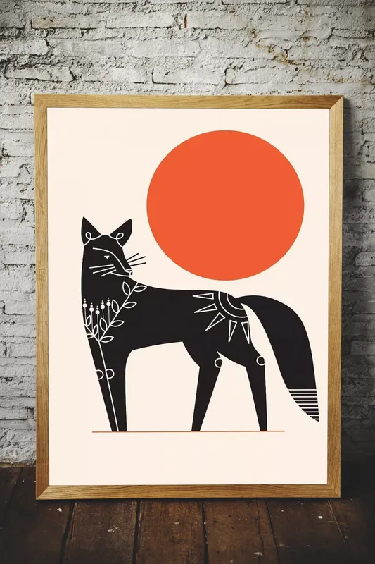 Постер «Скандинавский стиль - Грациозная лисица» на стене в офисе