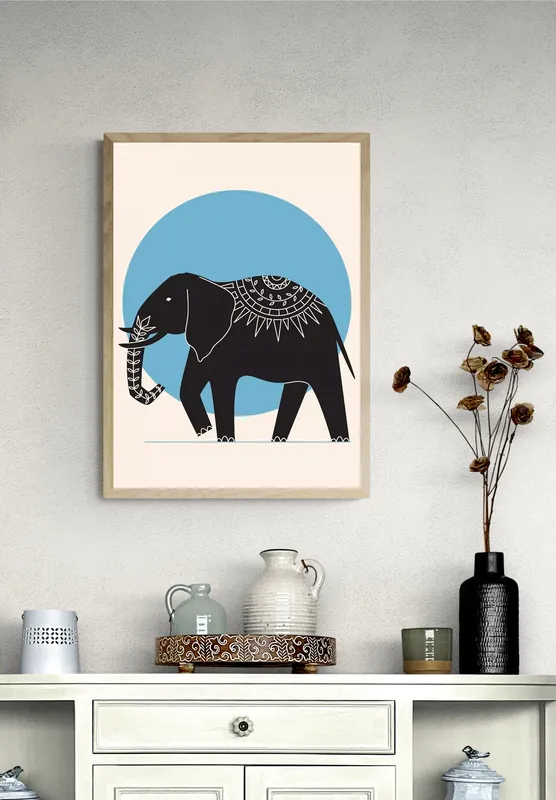 Постер «Скандинавский стиль - Индийский слон» на стене в офисе