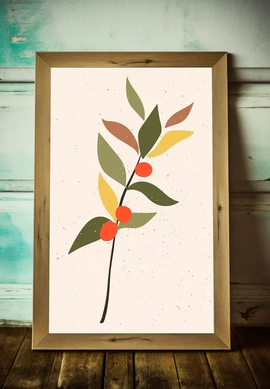 Постер «Цветы и растения - Ягоды на ветке» на стене в офисе