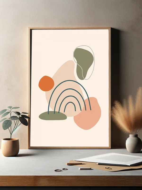 Постер «Абстракция - Радуга» на стене в офисе