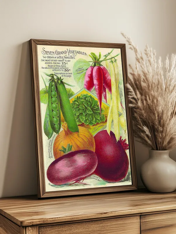 Постер «Семь овощей» на стене в офисе