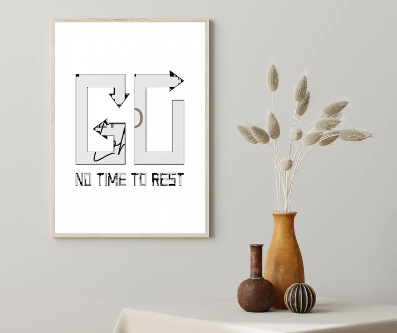 Постер «Постер GO!» на стене в офисе