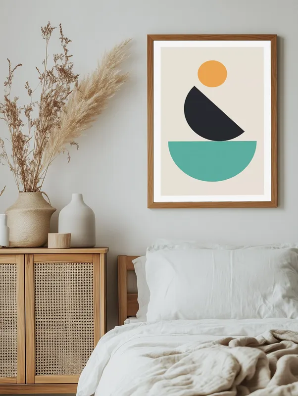 Постер «Абстракция с полукругом» на стене в офисе