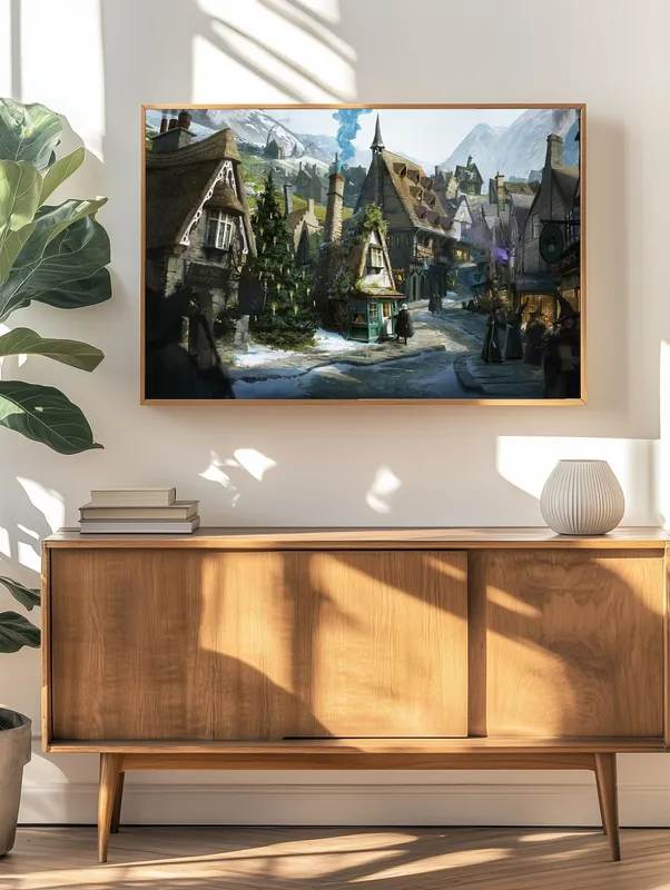 Постер «Hogwarts Legacy. Волшебные места» на стене в офисе