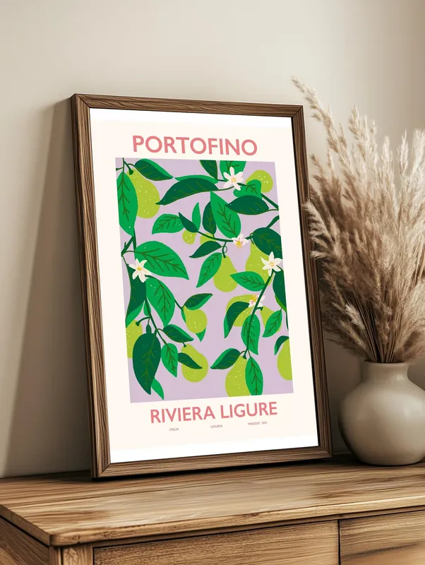 Постер «Итальянская Ривьера - Портофино» на стене в офисе
