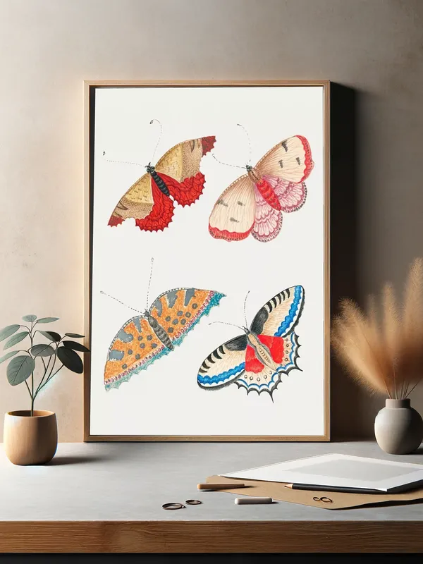 Постер «Бабочки - Нежные бабочки» над диваном в гостиной