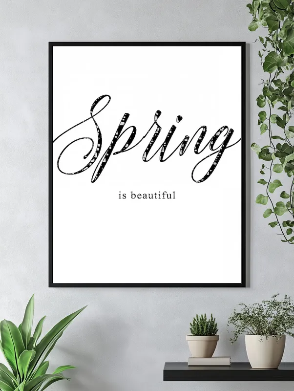 Постер «Весна прекрасна» над диваном в гостиной