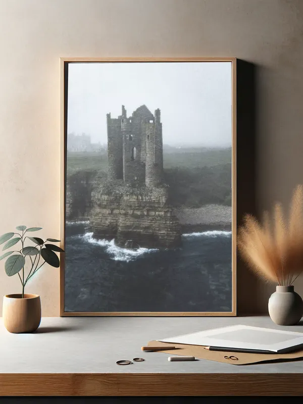 Постер «Замок Кейсс» над диваном в гостиной