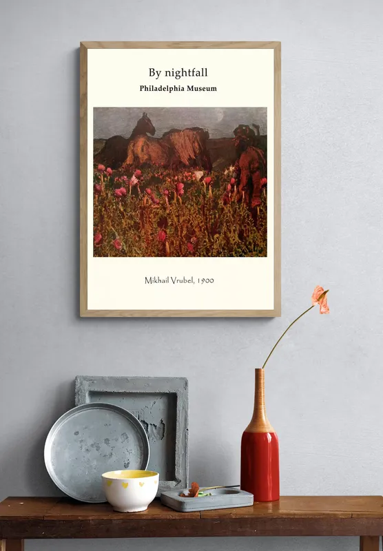Постер «Михаил Врубель - К ночи» над диваном в гостиной