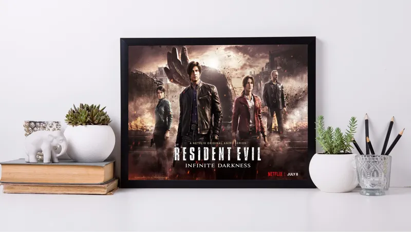 Постер «Аниме Resident Evil. Главные герои» на стене в офисе