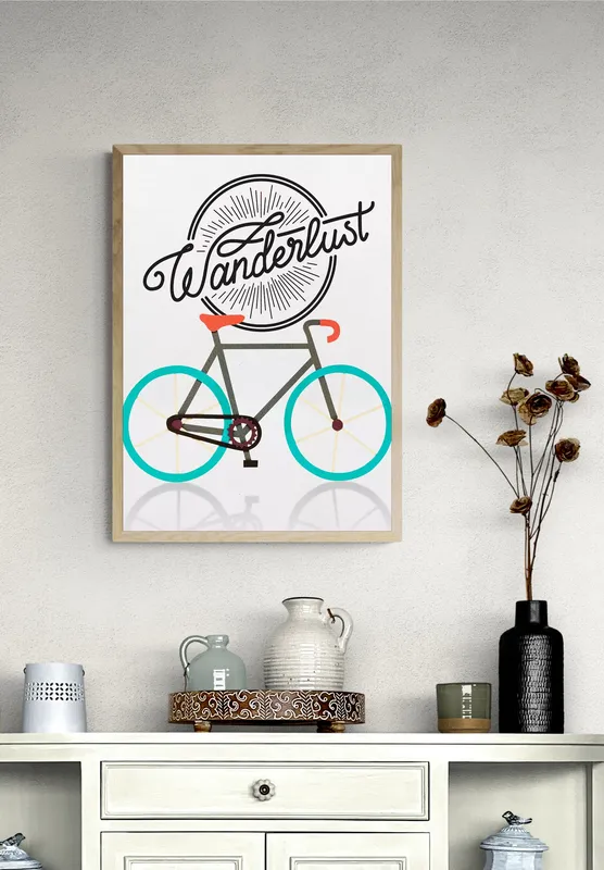 Постер «Спортивный велосипед» на стене в офисе