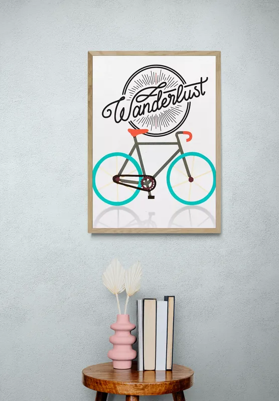 Постер «Спортивный велосипед» над диваном в гостиной