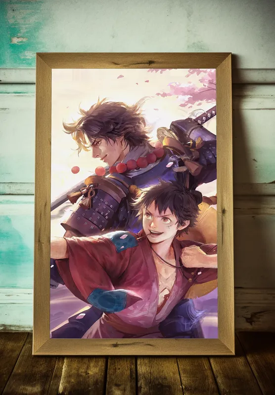 Постер «Ван-Пис. Луффи и Эйс» над диваном в гостиной