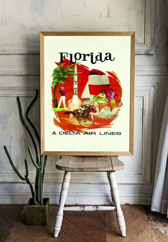 Постер «Дельта Эир Лайнс - Флорида» на стене в офисе