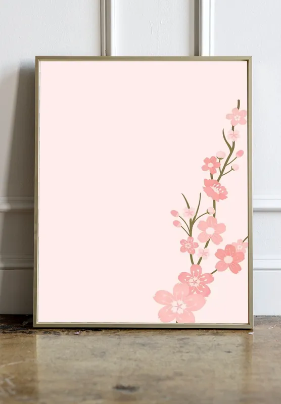 Постер «Весна - Нежная веточка» над диваном в гостиной