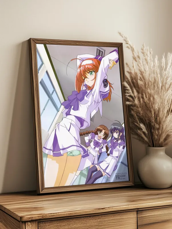 Постер «Беспокойные сердца. Аканэ и подружки» на стене в офисе