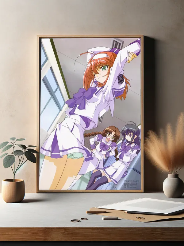 Постер «Беспокойные сердца. Аканэ и подружки» над диваном в гостиной