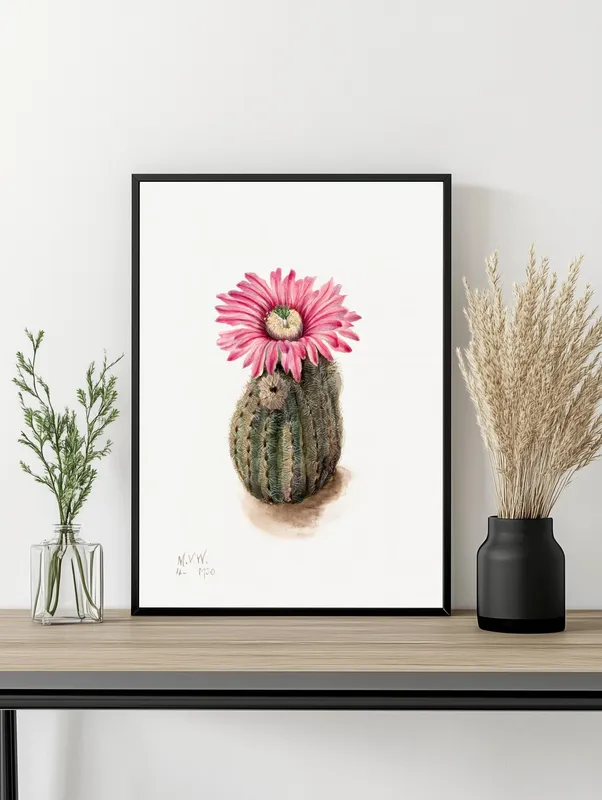Постер «Дикие цветы - Цветок кактуса» на стене в офисе