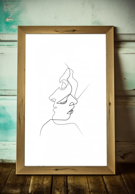 Постер «Линии - Лицо в лице» на стене в офисе