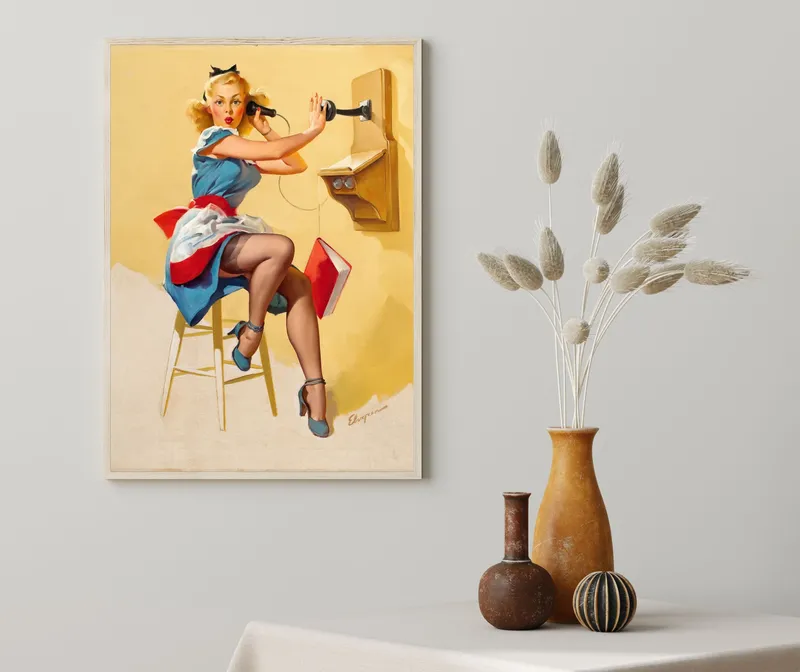 Постер «Разговор по телефону» на стене в офисе