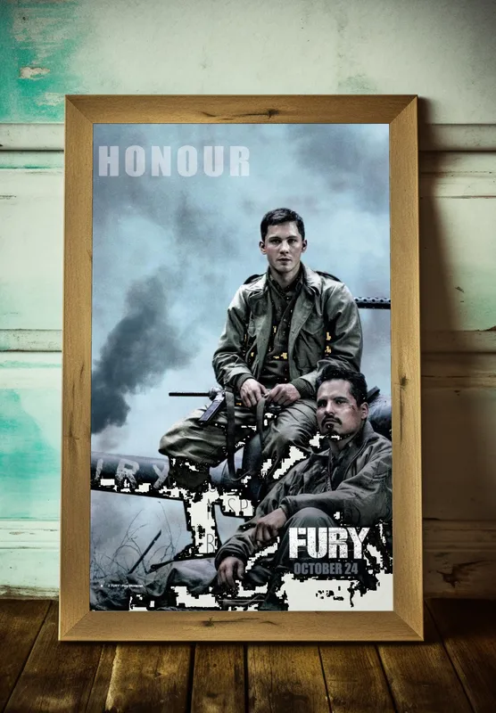 Постер «Постер Ярость — Лерман и Пенья, персонажный плакат Честь» над диваном в гостиной