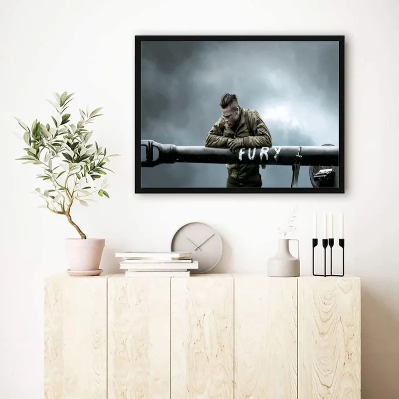 Постер «Постер Ярость — Воин склонился над стволом Фьюри» на стене в офисе
