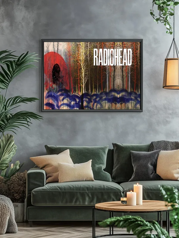 Постер «Постер Radiohead — лесной пейзаж Stanley Donwood» на стене в офисе