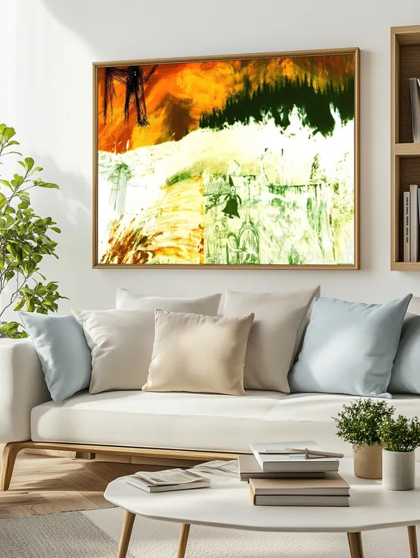 Постер «Постер Radiohead — огненный пейзаж Kid A Mnesia» на стене в офисе