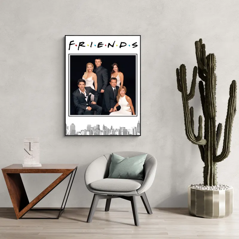 Постер «Постер Друзья — каст и Нью-Йорк» на стене в офисе