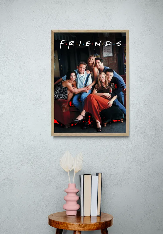 Постер «Постер Друзья — ранние сезоны в Central Perk» на стене в офисе