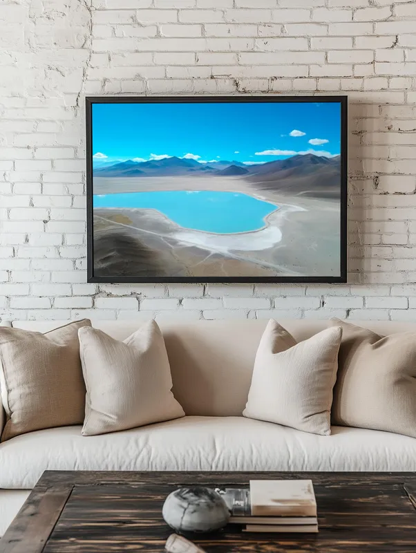Постер «Постер Лагуна в пустыне Атакама — бирюзовое чудо Чили» на стене в офисе