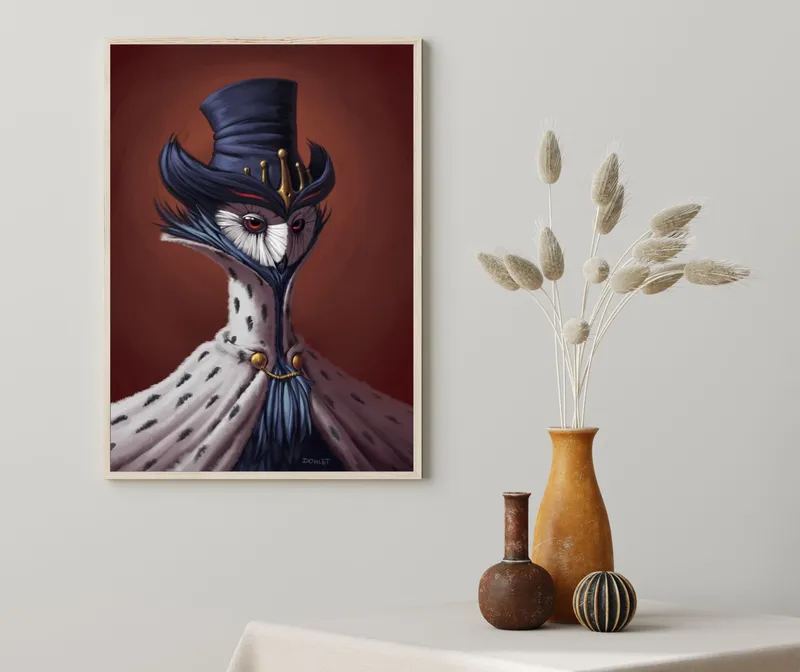 Постер «Постер Адский Босс — портрет Столаса» на стене в офисе