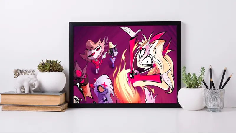 Постер «Постер Чарли Морнингстар — огненная битва в Аду» на стене в офисе