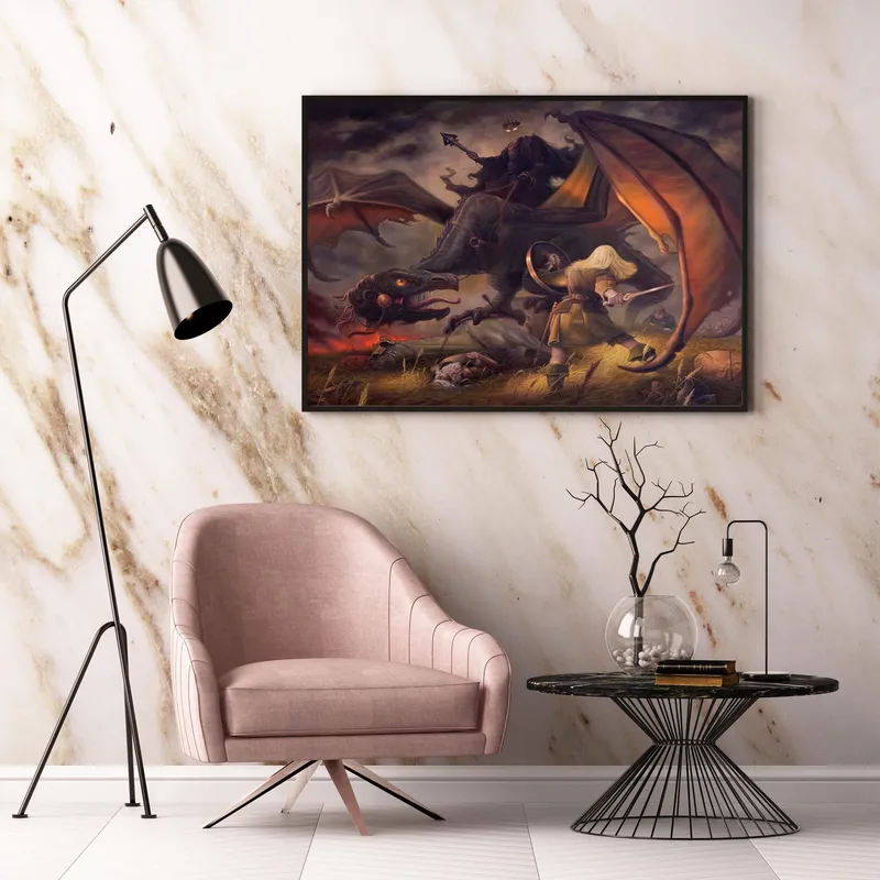 Постер «Постер Властелин колец — Эовин против Короля-Чародея» на стене в офисе