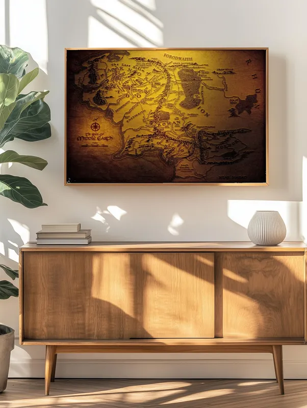 Постер «Постер Властелин колец — Карта Средиземья» на стене в офисе