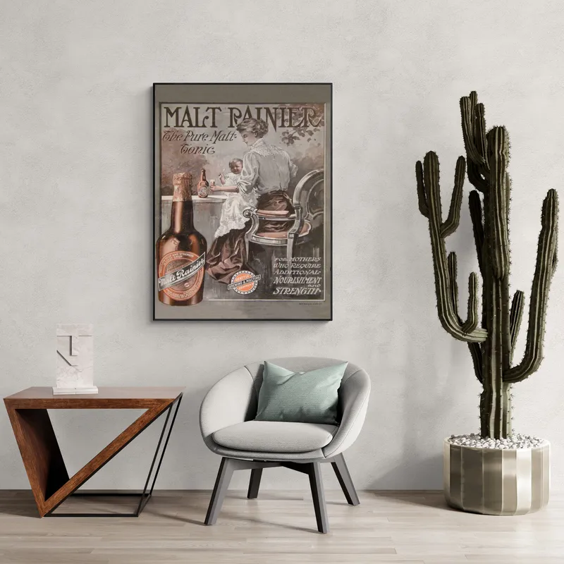 Постер «Рекламный плакат - Пиво Malt Rainier Beer» на стене в офисе