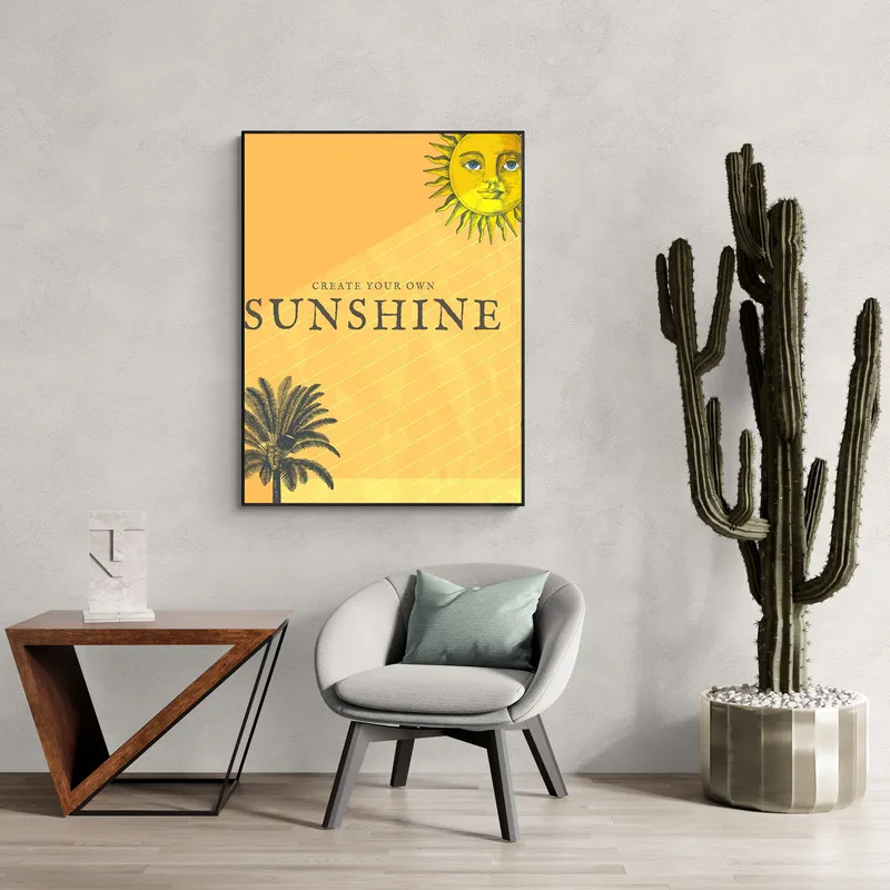 Постер «Лето - Яркое солнце» на стене в офисе
