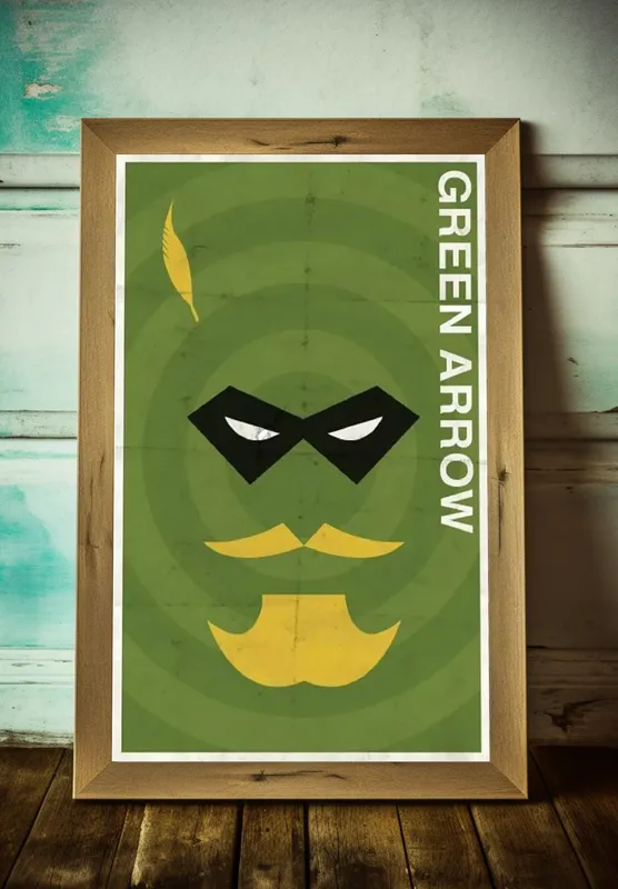 Постер «Зеленая стрелка» над диваном в гостиной