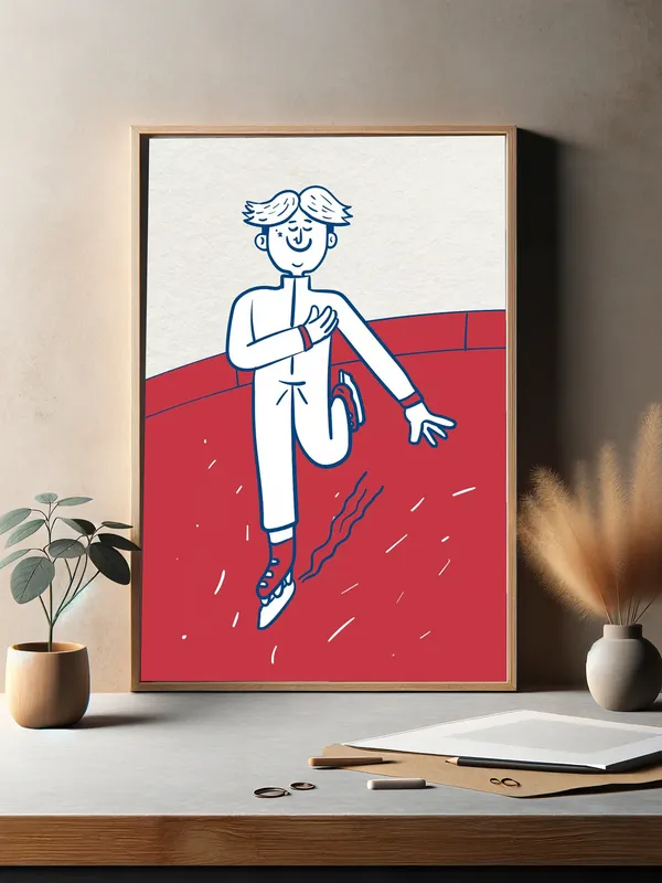 Постер «На коньках» на стене в офисе