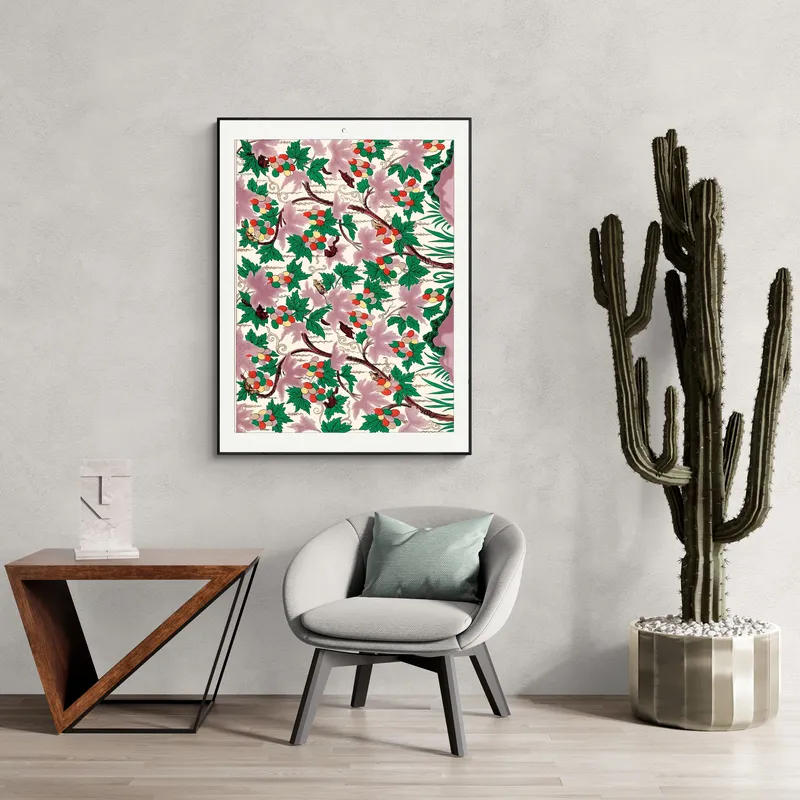 Постер «Китайский Орнамент - Ягоды» на стене в офисе