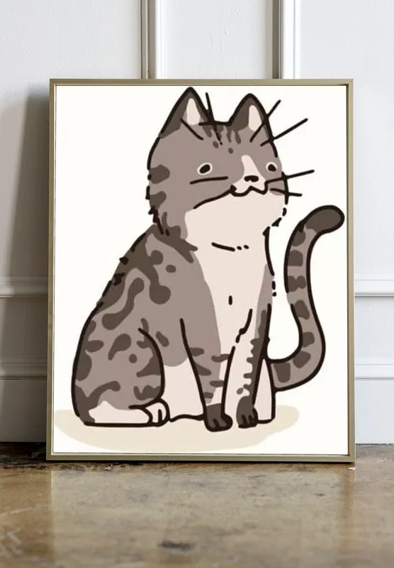 Постер «Кошки - Серый котик» на стене в офисе
