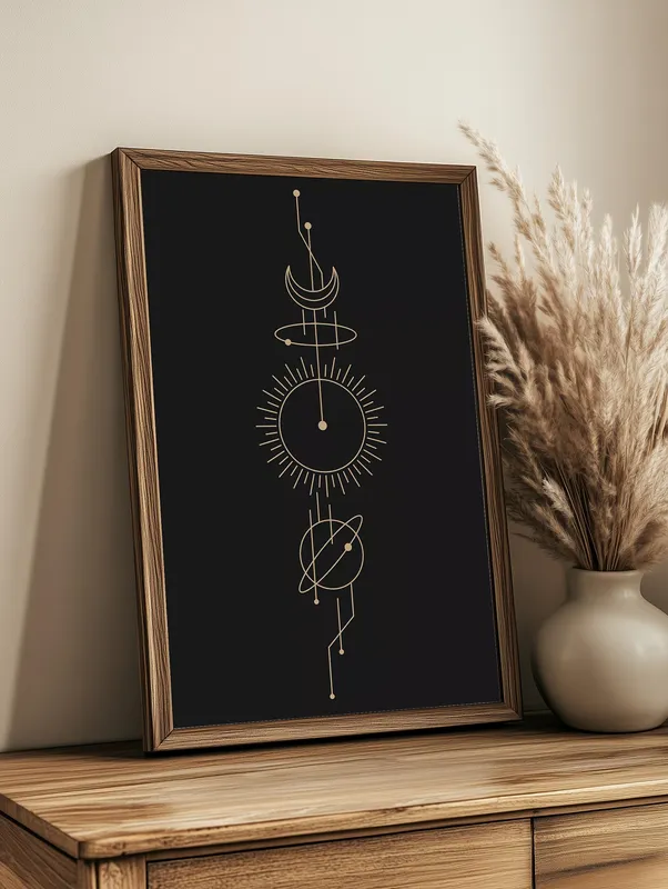 Постер «Планеты - Небесные часы» на стене в офисе