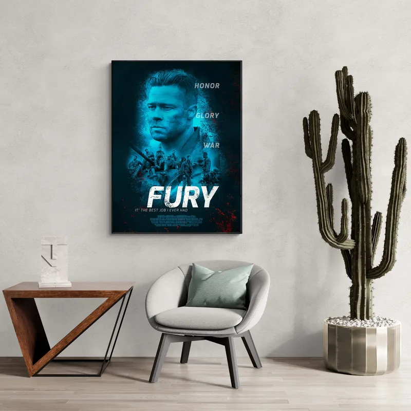 Постер «Ярость - Главный персонаж» над диваном в гостиной