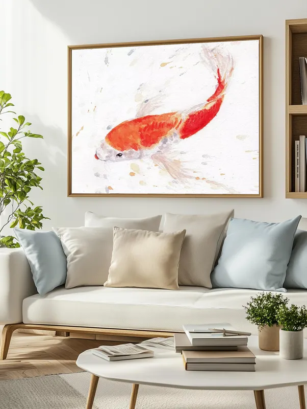 Постер «Карп кои» на стене в офисе