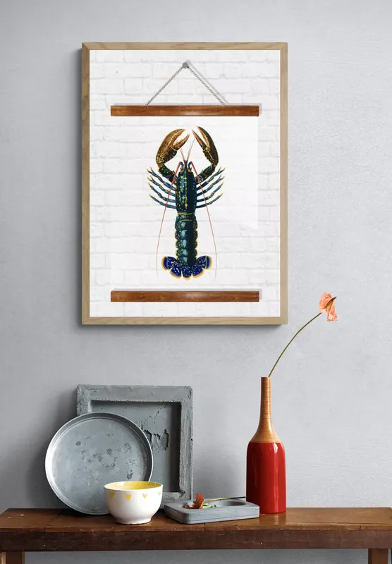 Постер «Прозрачный постер - Большой синий рак» на стене в офисе