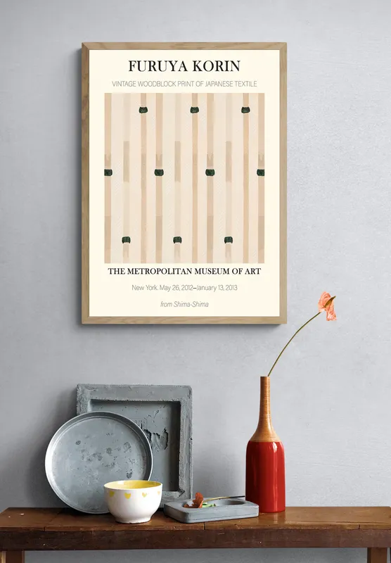 Постер «Японский минимализм - Винтажная гравюра» на стене в офисе